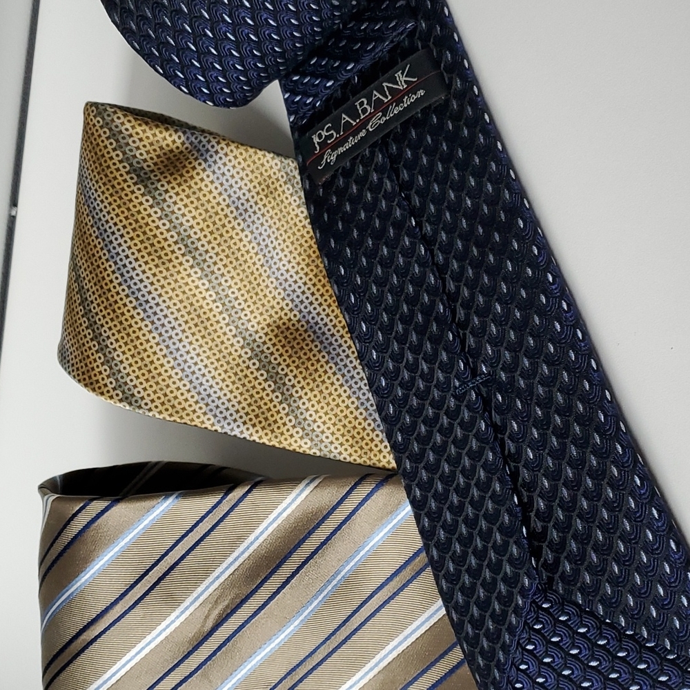 Blues and Neutrals Used Ties Bundle Set of Three - Picture 2 of 4
